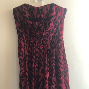 Cocktail dress-red/black leopard print